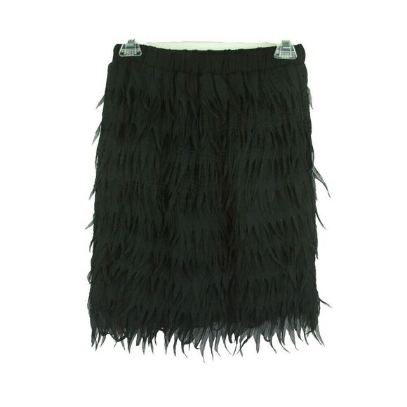 Sophyline Skirt Black Pencil Women's Feathered Fringe Size M - Picture 1 of 5
